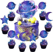 Decorazioni per torta tema galassia - 25 pezzi - disegno unico - decorazioni per torta sistema solare