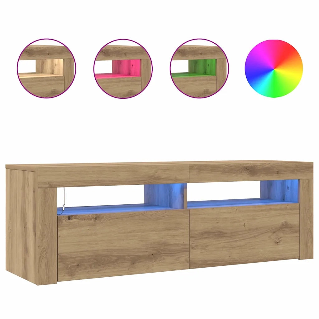 Mobile Porta TV con LED Artigianale 120x35x40 cm Multistrato