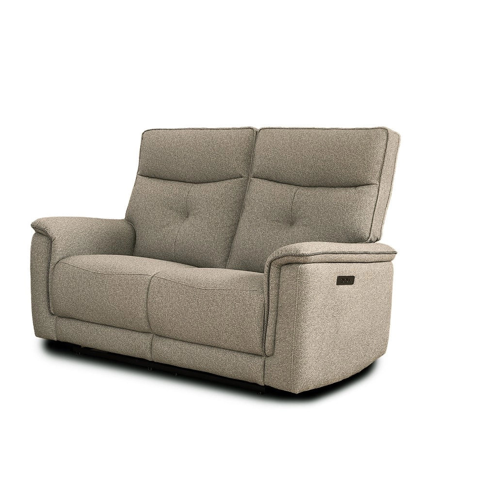 Divano recliner Elysio 2 posti elettrico in tessuto sabbia 157 cm