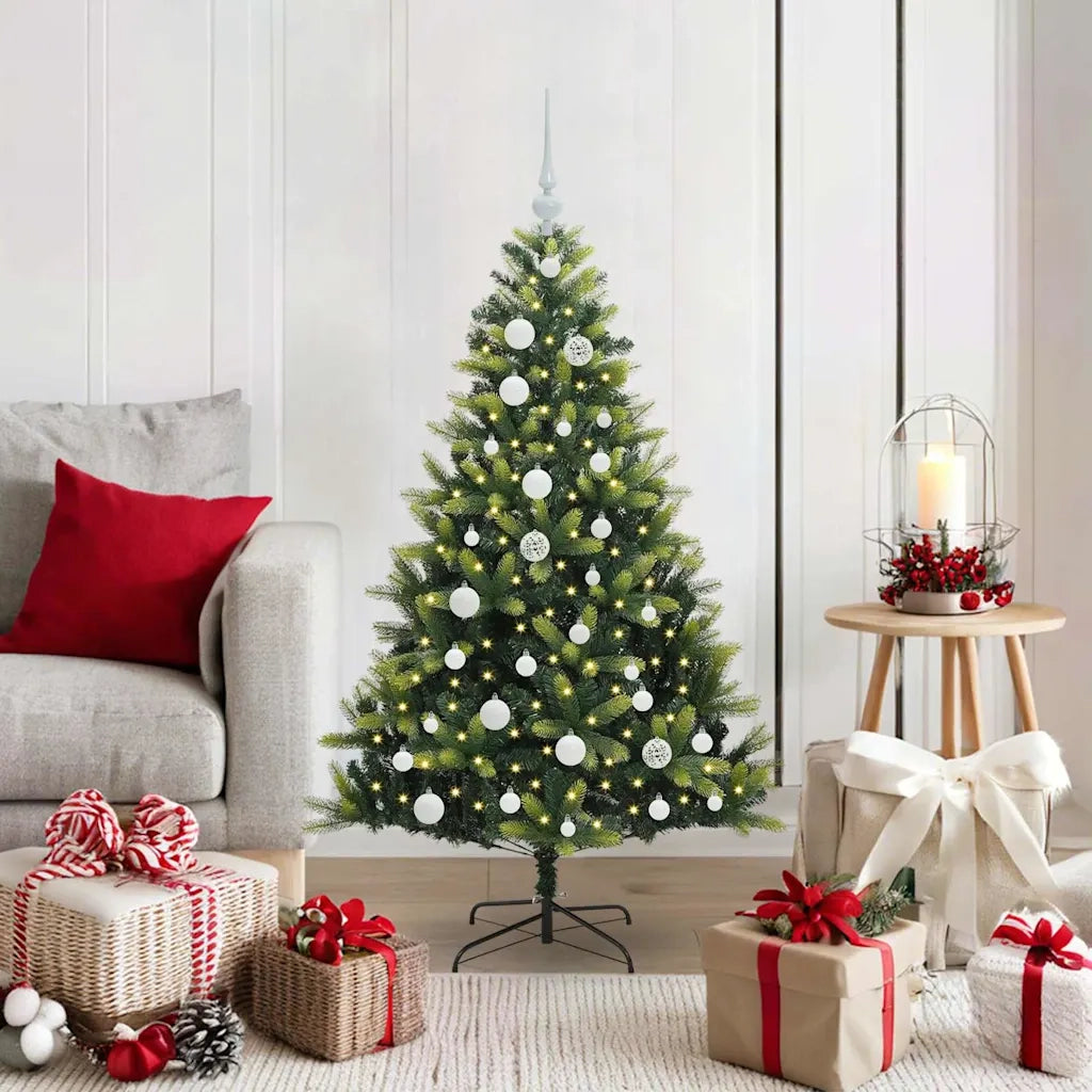 Albero di Natale Artificiale Pieghevole 150 LED Verde 120 cm 3395976
