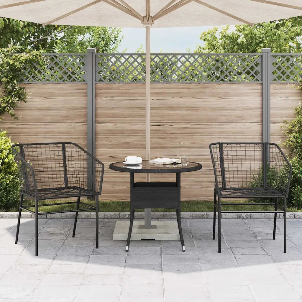 Sedie da Giardino Set 2 pz | Sedie da Esterno Polyrattan Nero