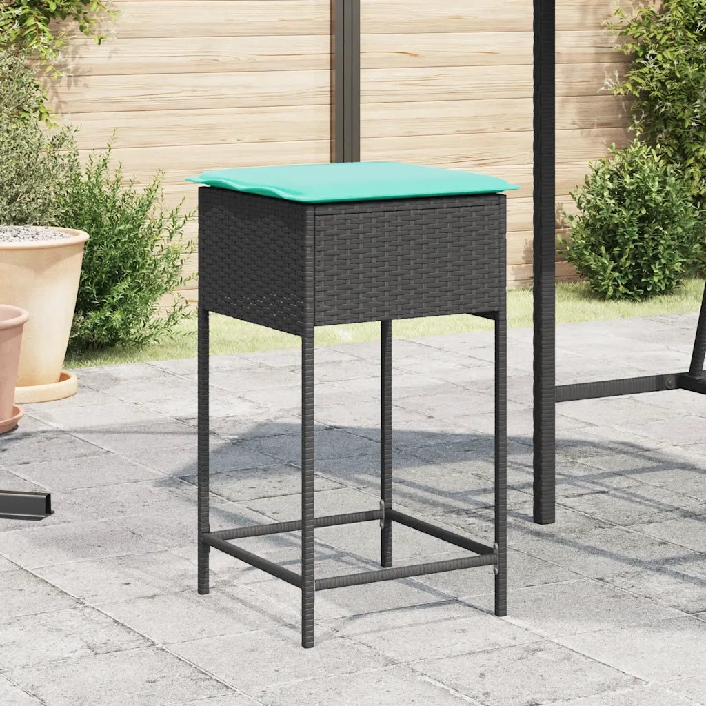 Sgabelli da giardino con Cuscini 2 pz in Polyrattan Nero 368325