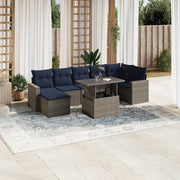 Set Divani da Giardino 8 pz con Cuscini Grigio in Polyrattan 3267431