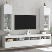 Mobili Porta TV con Luci LED 2 pz Bianchi 30,5x30x90 cm 837002