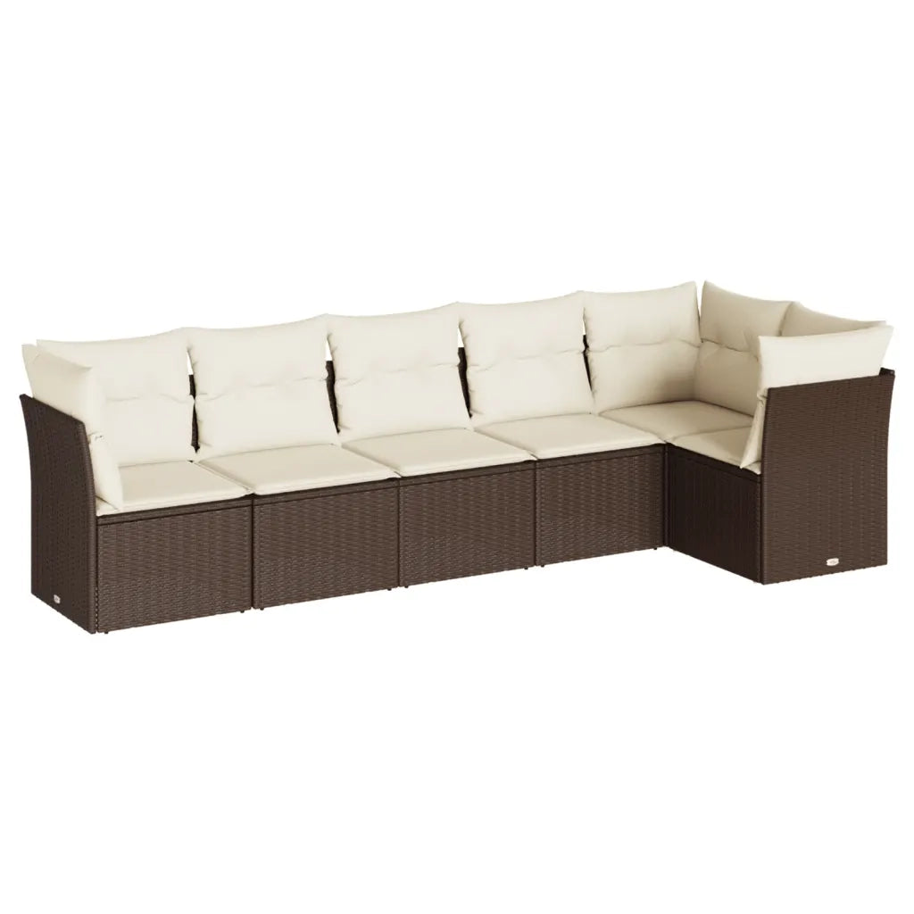 Set Divani da Giardino 6 pz con Cuscini Marrone in Polyrattancod mxl 87010
