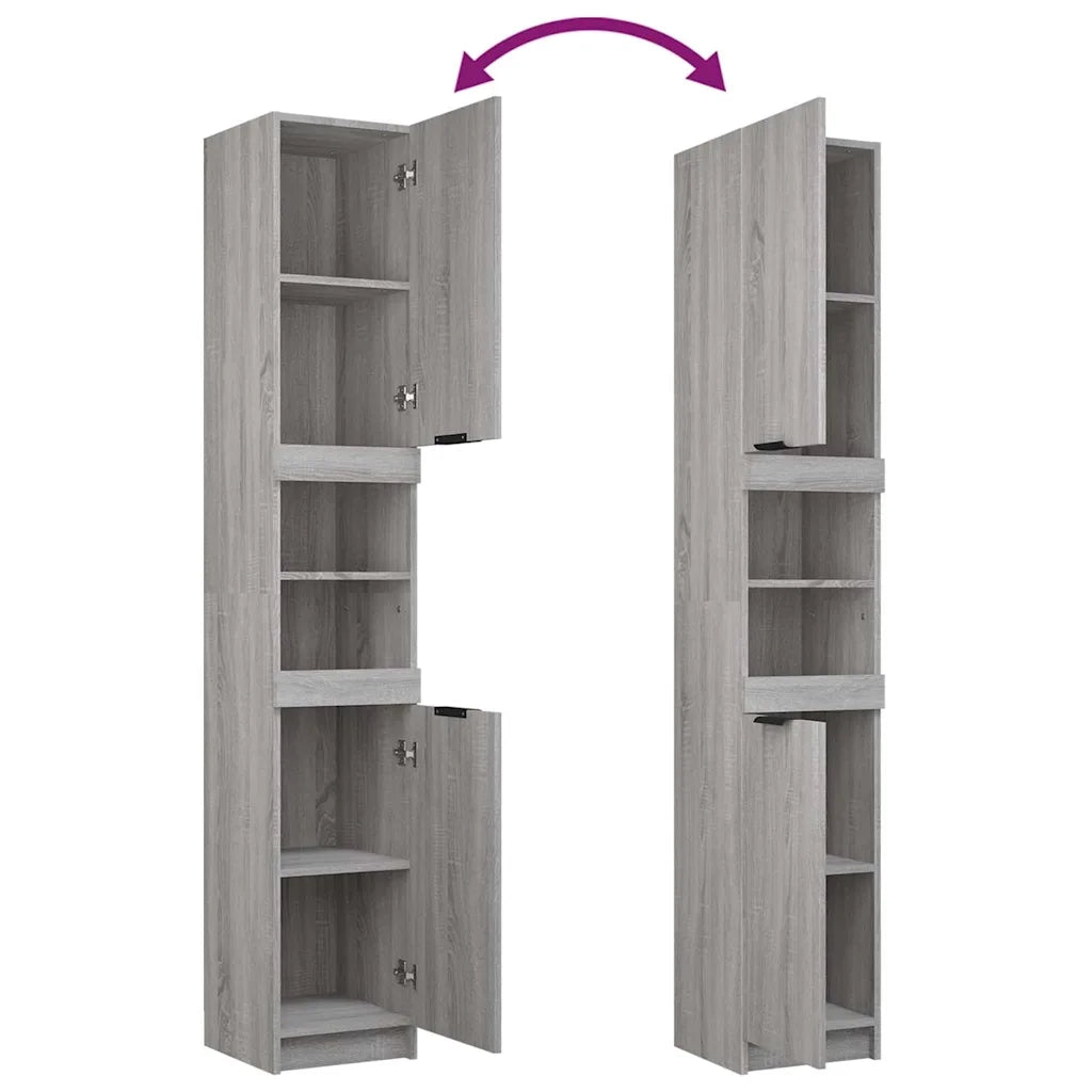 Armadietto Bagno Grigio Sonoma 32x34x188,5 cm Legno Multistrato 817070