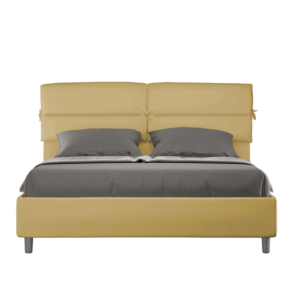 Letto matrimoniale senza rete imbottito 160x190 microfibra azzurro Nandy