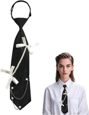 Stropdas Verstelbaar per Clip-on - Disegno Fiorale - Donna/Ragazza - Sostenibile - Comodo 37 x 7 cm - Stropdas Uniforme