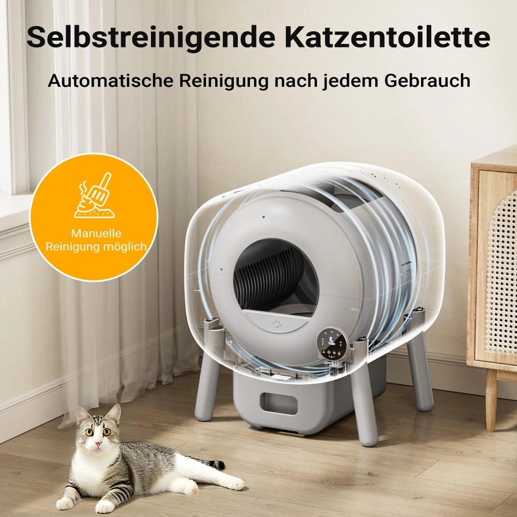 Fudajo Lettiera autopulente per gatti 76 L, lettiera automatica controllo con app e connessione USB, funzionamento manuale o automatico