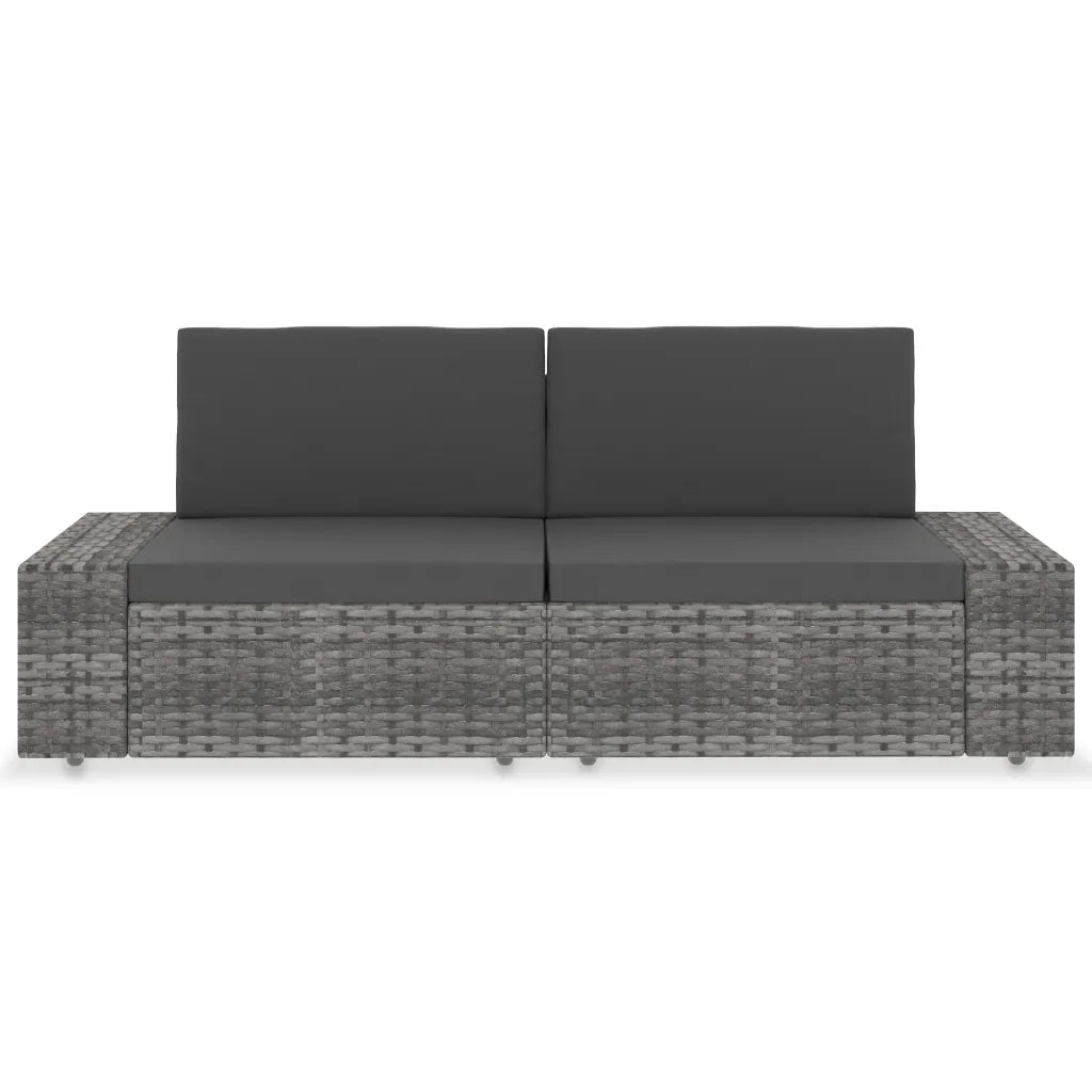 Divano Modulare a 2 Posti in Polyrattan Grigio 49525