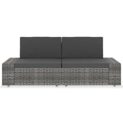 Divano Modulare a 2 Posti in Polyrattan Grigio 49525