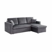 Divano letto angolare reversibile in velluto, 3 posti, grigio scuro