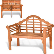 Panca da giardino pieghevole a 2 posti, in legno di acacia, con braccioli e schienale, portata massima 360 kg, per giardino, terrazza, balcone