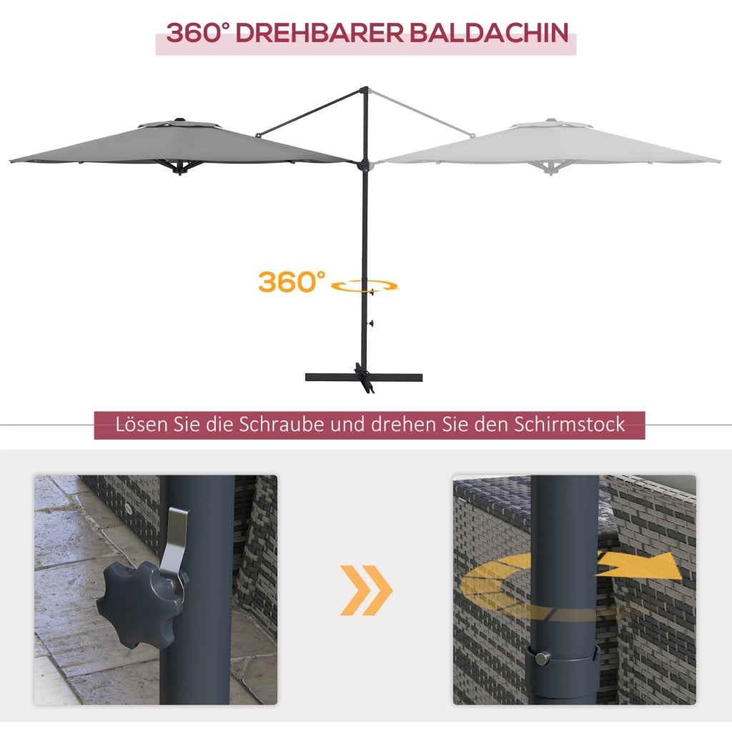 Ombrellone da giardino inclinabile e girevole ¨C zephmum ¨C 3 m, grigio scuro