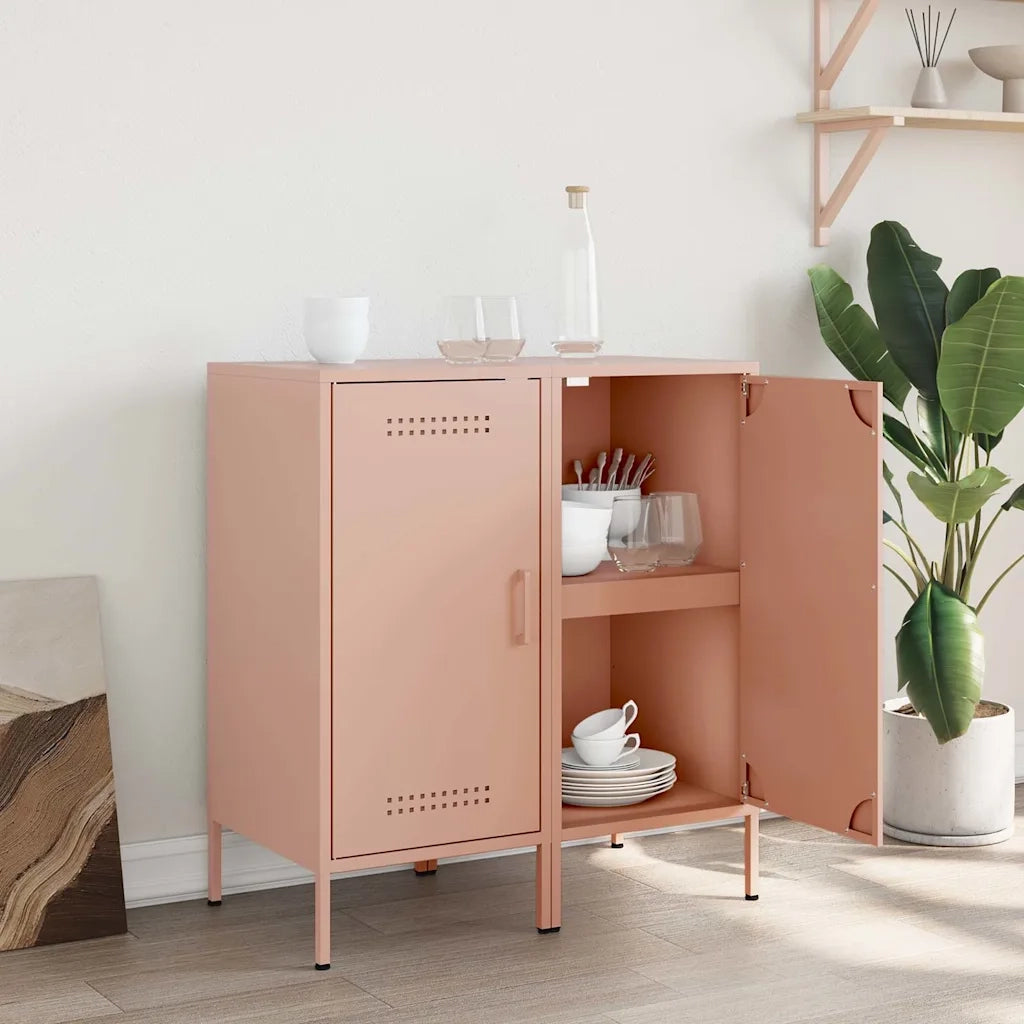 Credenze 2 pz | Madia | Buffet da pranzo | Armadio da pranzo Rosa 36x39x79 cm in Acciaio