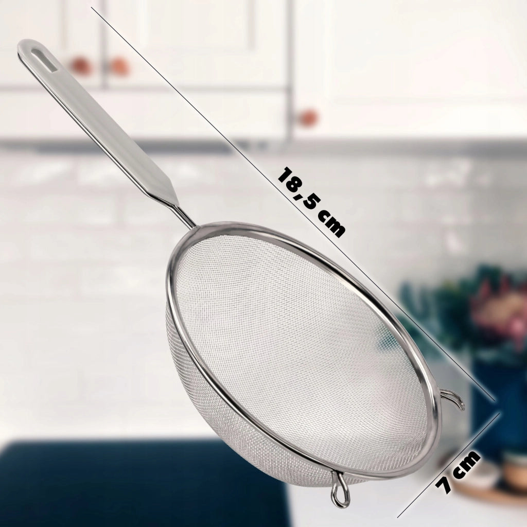 Colino da cucina KADAX con manico in acciaio per setacciare la farina, denso, 7 cm