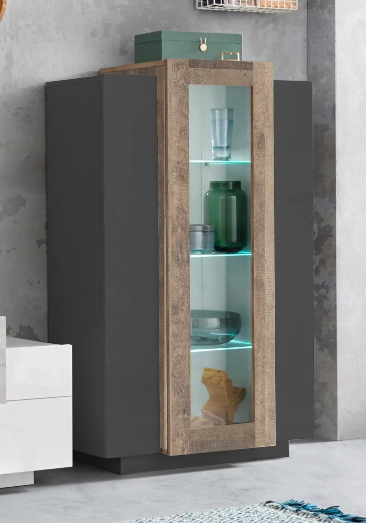 Mobile Vetrina CORO L 80 x H 120.5 x P 38 cm grigio