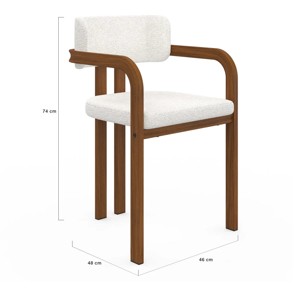 IDMarket - Set di 2 sedie da pranzo e poltrone da tavolo ESMA in metallo effetto noce e tessuto bouclette con braccioli