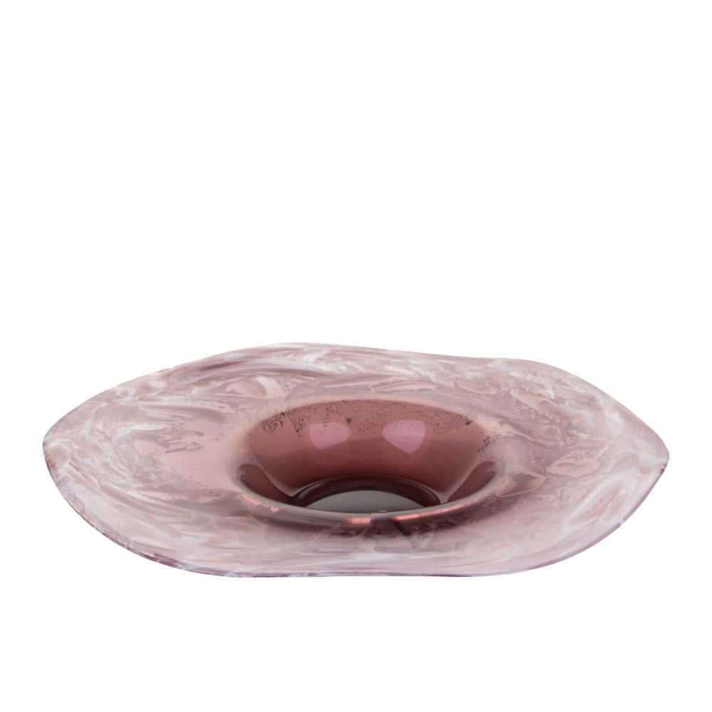 Ciotola Decorativa Ø 40 cm in Vetro Bianco Malva
