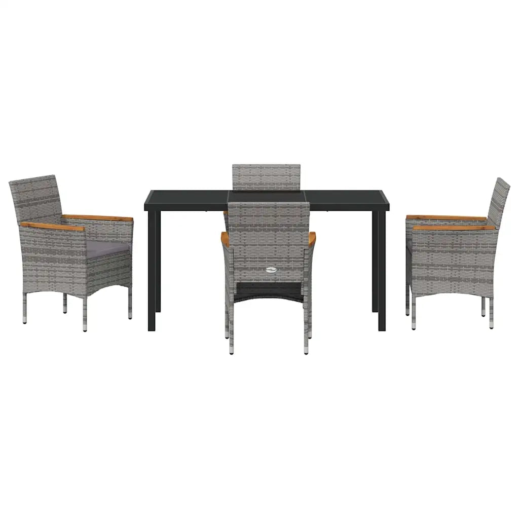 Set da Pranzo per Giardino con cuscino 5 pcs Grigio polyrattan 3379760