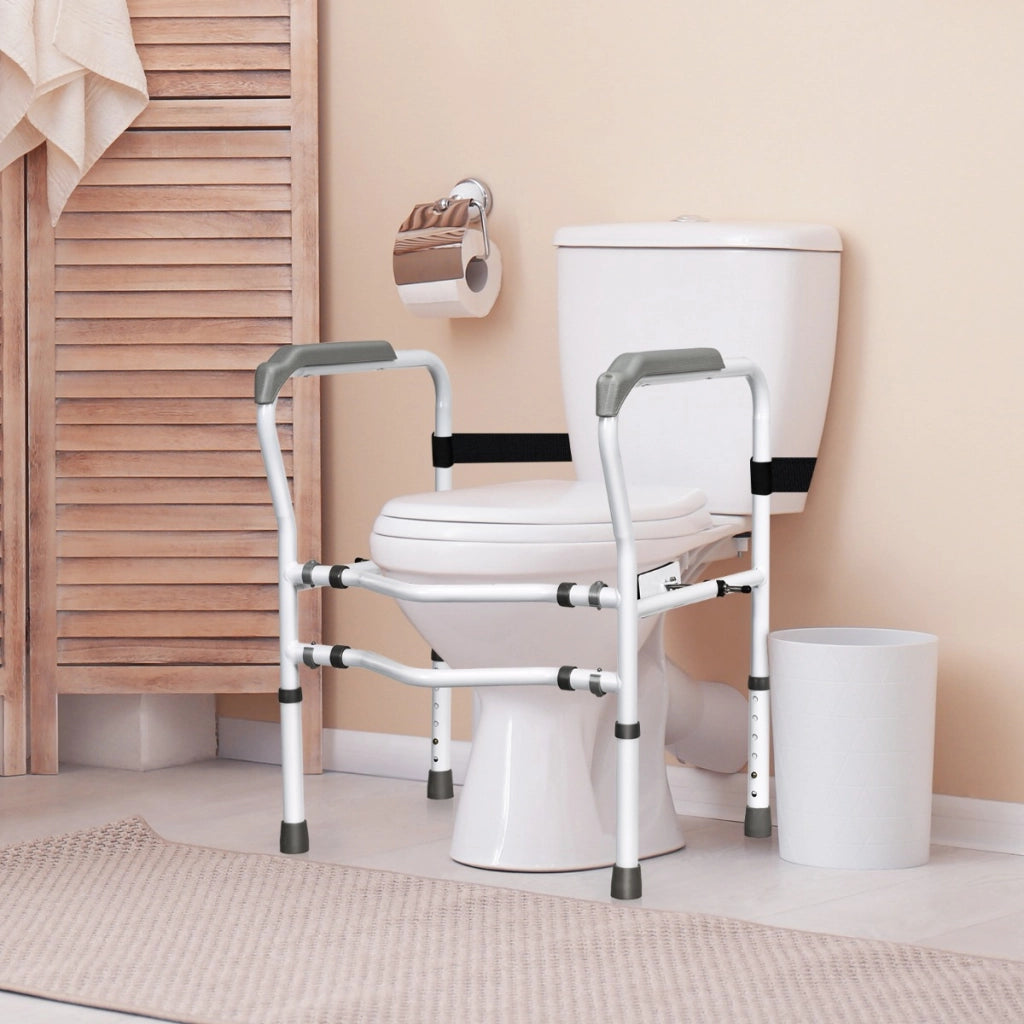 Supporto per water e bidet anziani con altezza e larghezza regolabili, Supporto per gabinetto 57-62x48x63,5-76cm