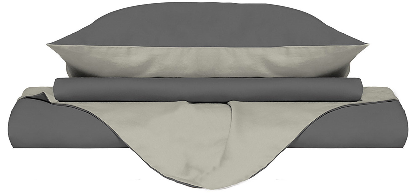 Copripiumino 1 Piazza e Mezzo con Sacco e Federe Doubleface Fumo/Panna