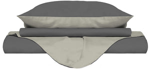 Copripiumino 1 Piazza e Mezzo con Sacco e Federe Doubleface Fumo/Panna