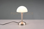 CANARIA LAMPADA DA TAVOLO METALLO ACCIAIO E VETRO SATINATO TOUCH CON LAMPADINE DIMMERABILE INCLUSA ATTACCO E14  4,9W 470lm, 3000K H. 26,5CM