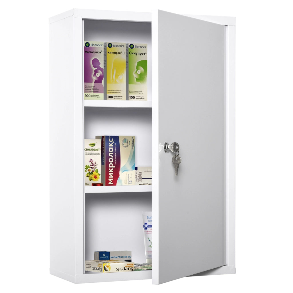 Armadietto Medicinale con 3 Scomparti ¨C zephmum ¨C 40x18x60 cm Bianco
