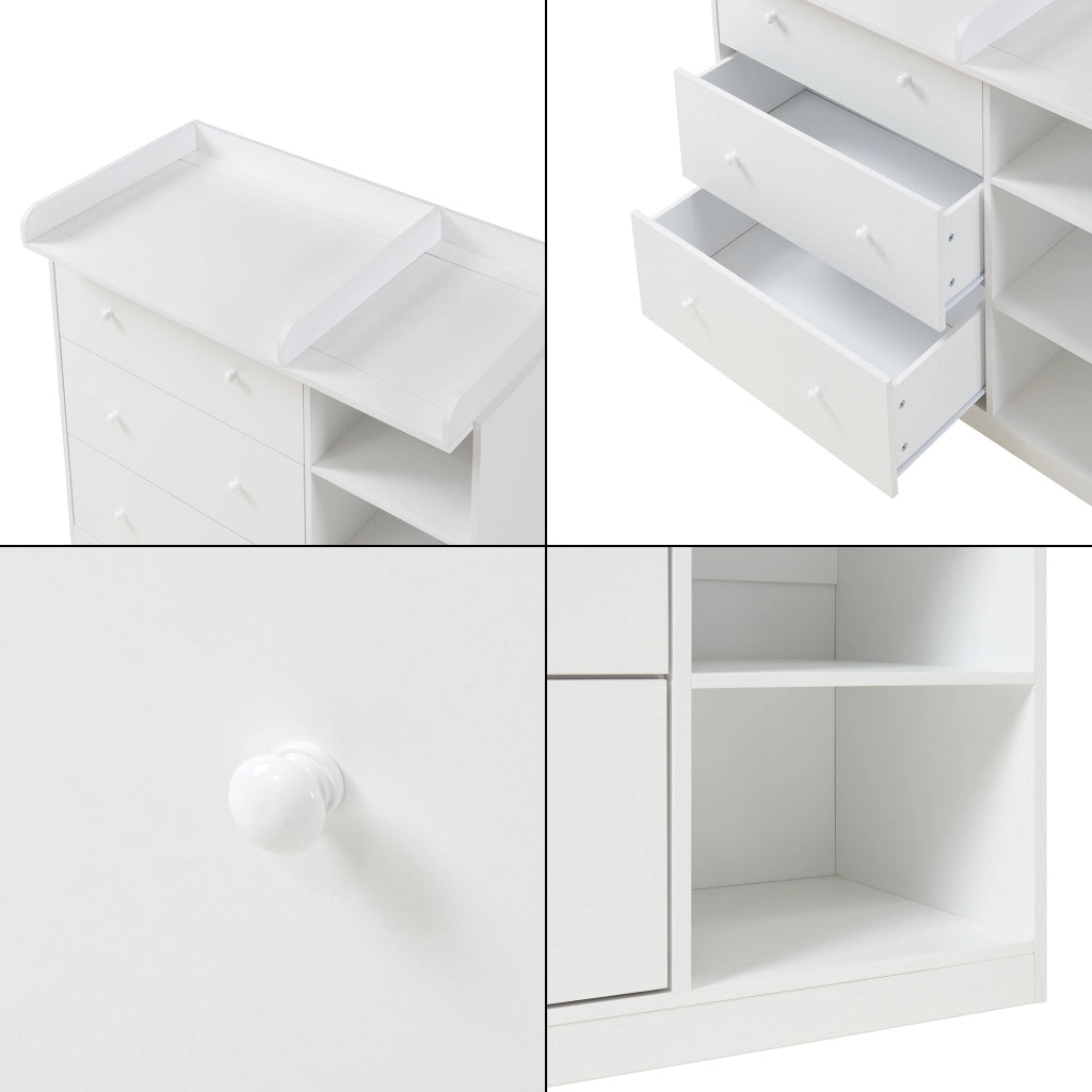 Cassettiera Beldinupp con Piano Fasciatoio Rimovibile 93 x 110 x 55 cm - Bianco [en.casa]