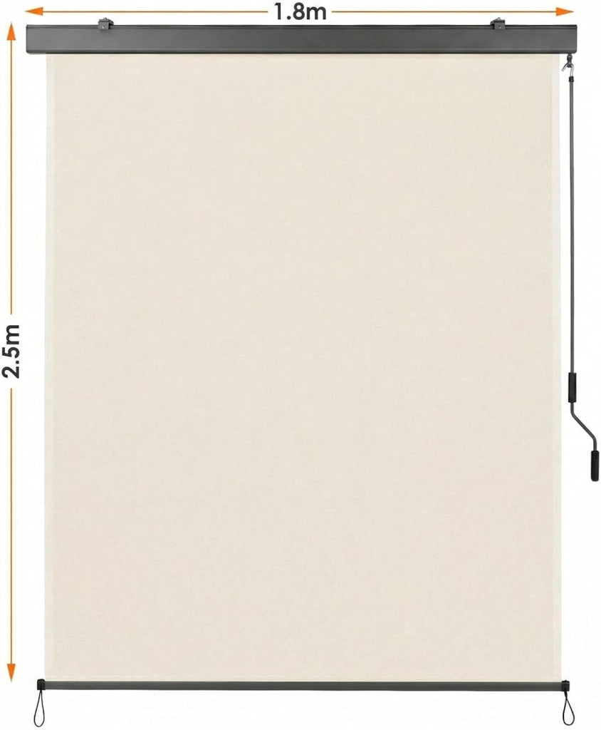 Tenda da sole verticale 180x250 cm, tenda verticale con manovella per interni ed esterni, con scatola per tende, protezione solare, protezione dal vento e privacy, per balcone, terrazza e