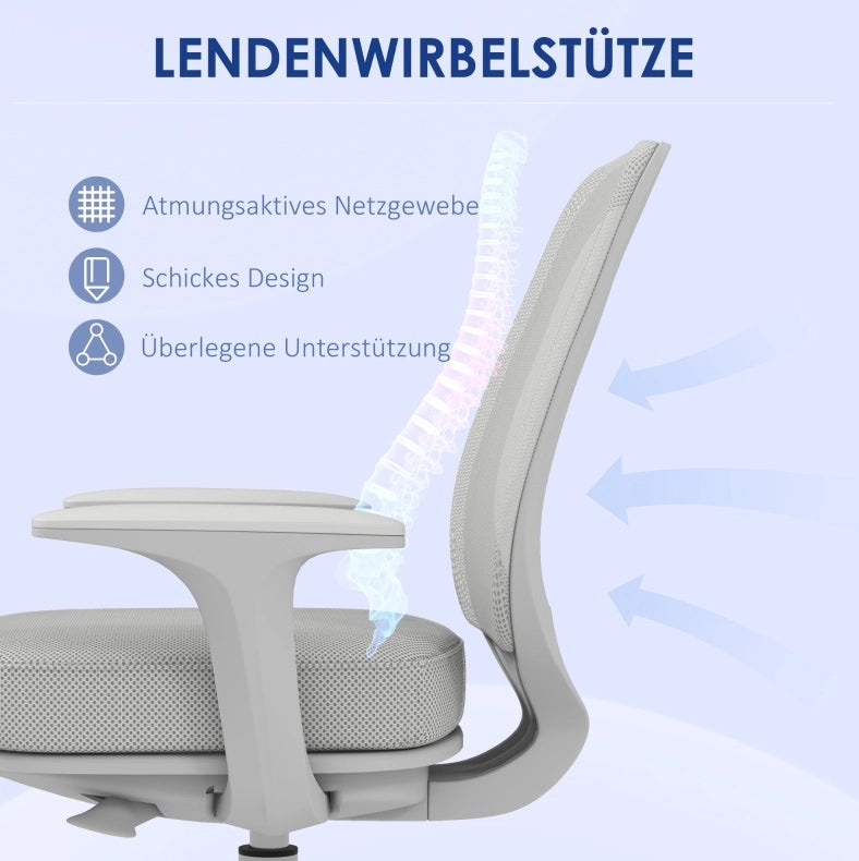 Sedia da ufficio ergonomica girevole grigia