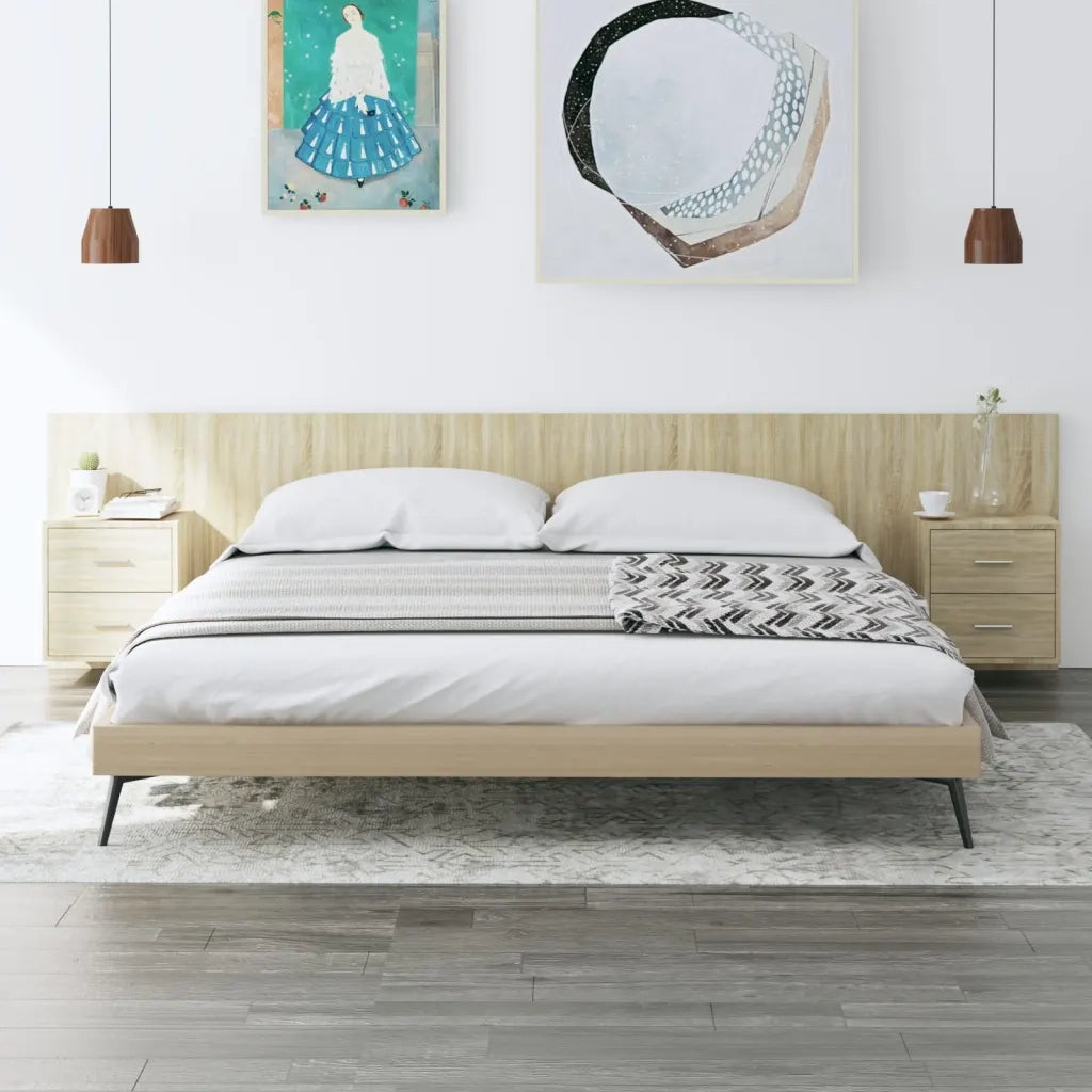 Testiera Letto con Armadietti Legno Multistrato Rovere Sonoma 3115734