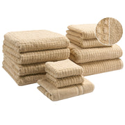 Set di 11 asciugamani Beige Sabbia in cotone per ospiti Asciugamano da bagno e tappetino da bagno