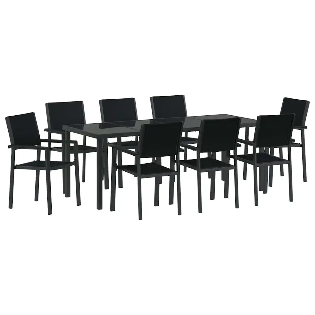 Set da Pranzo per Giardino 9 pcs Nero 3379155