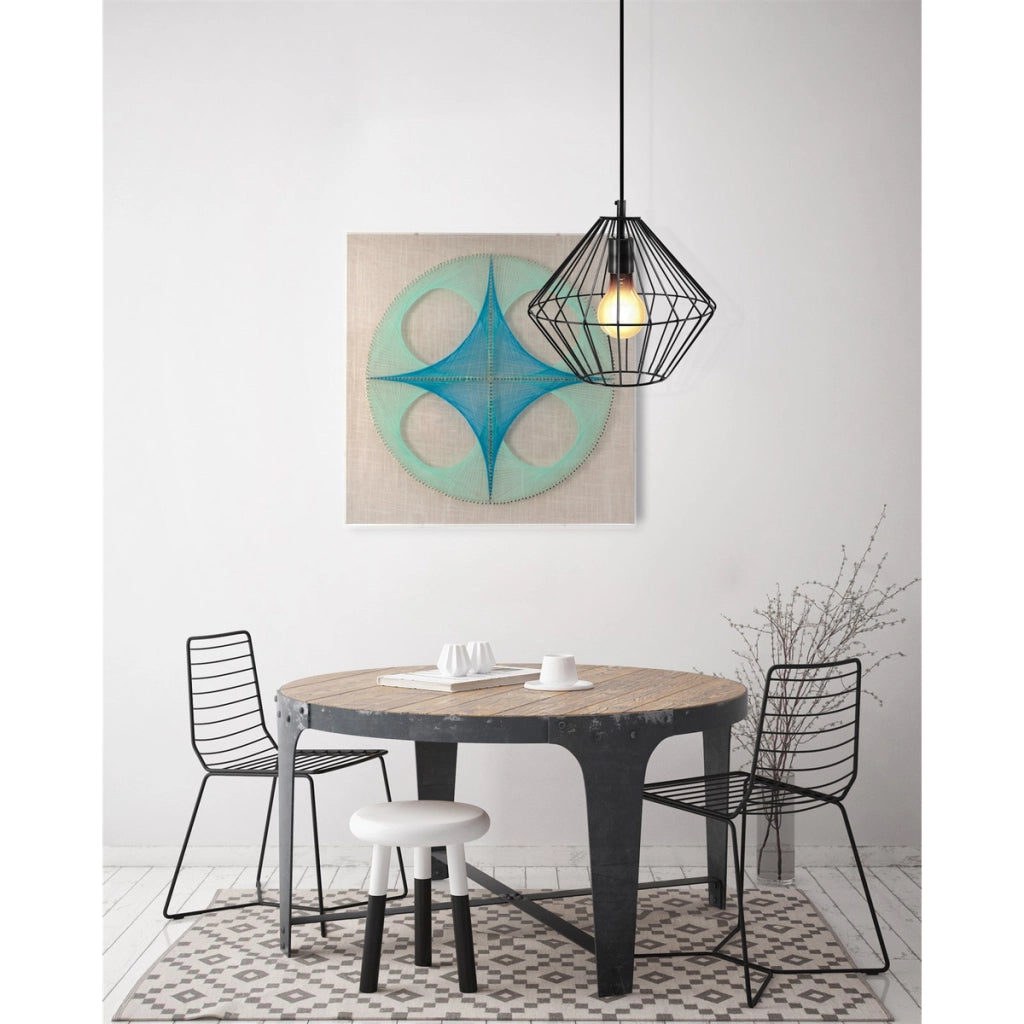 Quadro filo geometrico Clover 45x45 cm turchese e teal Vikasa Home