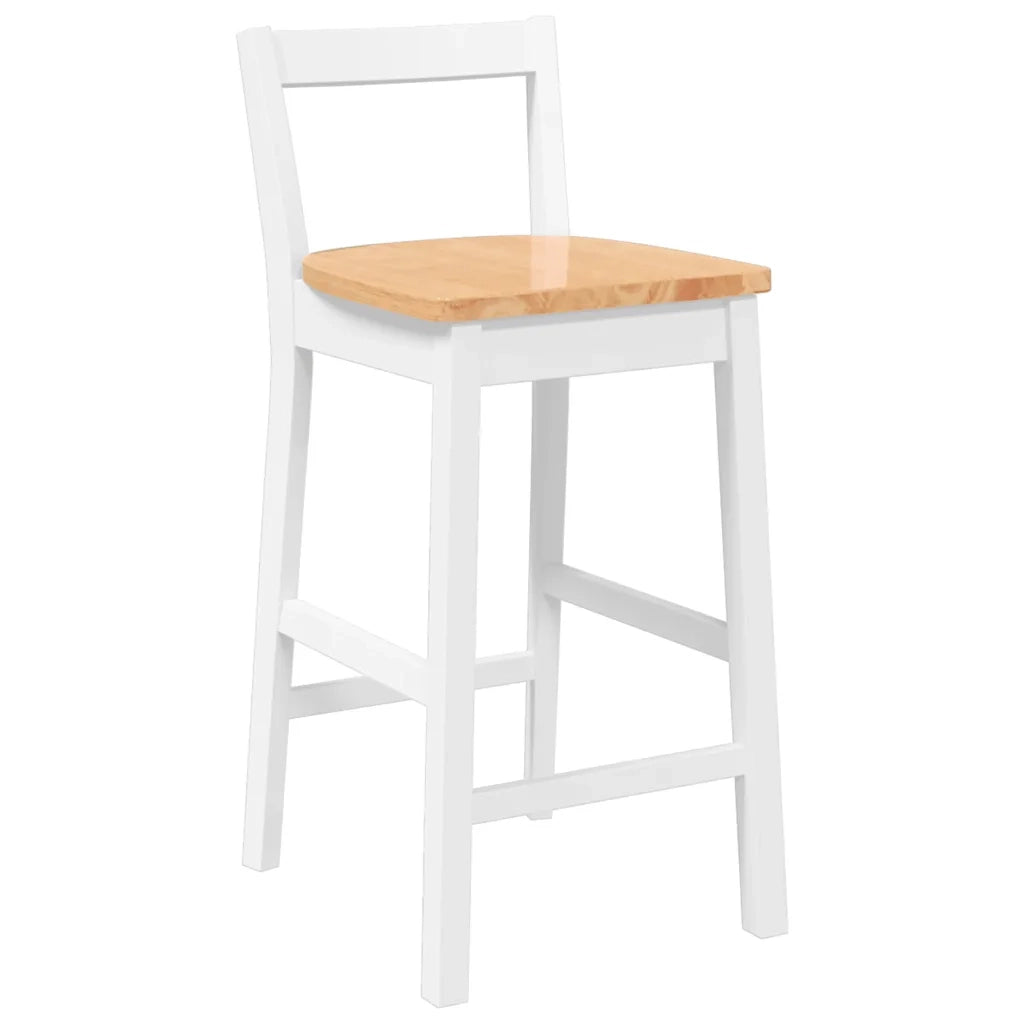 Sgabelli da Bar 2 pz Bianchi in Legno Massello di Hevea 4102589
