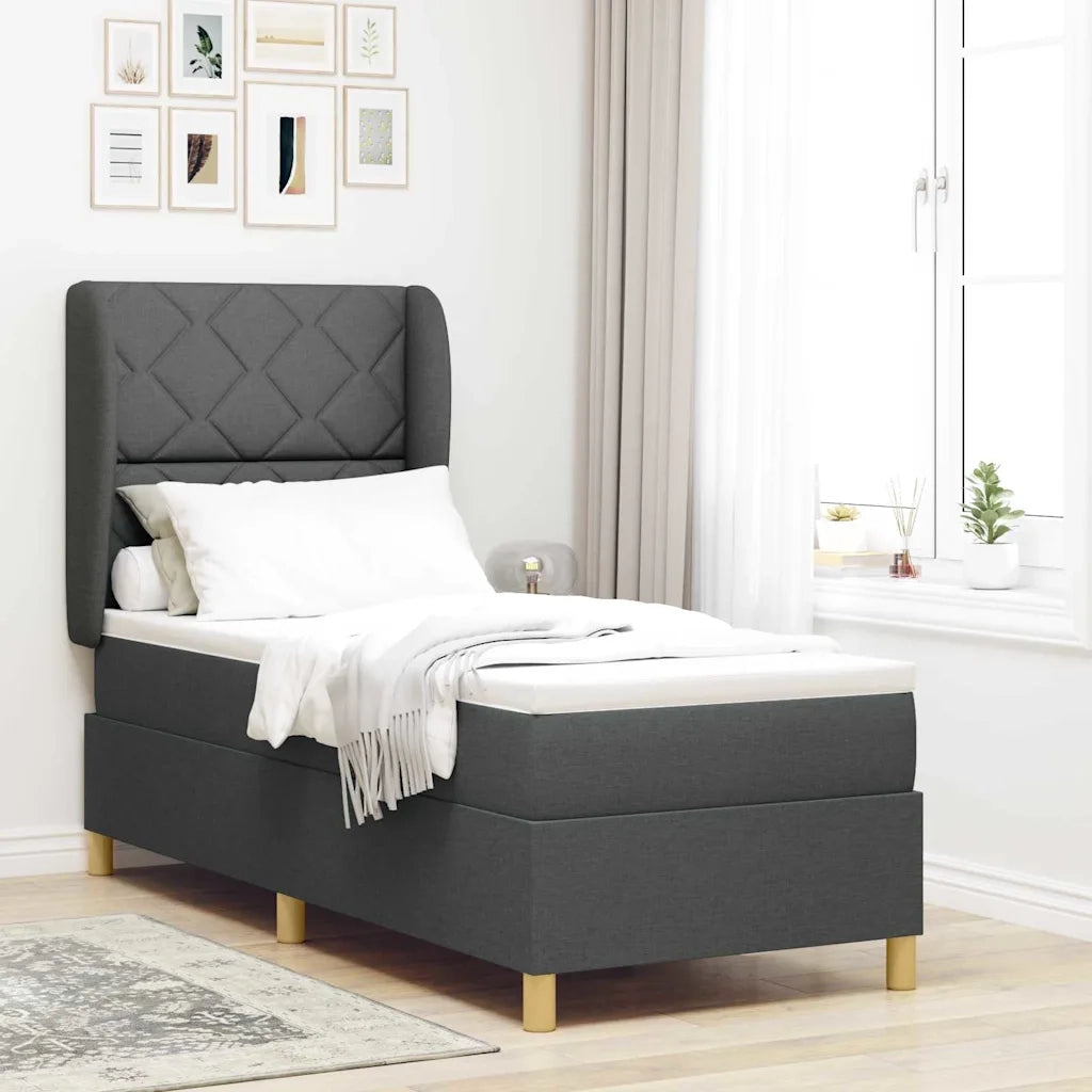 Letto a molle con materasso Grigio scuro 200 x 80 cm Tessuto 3340782