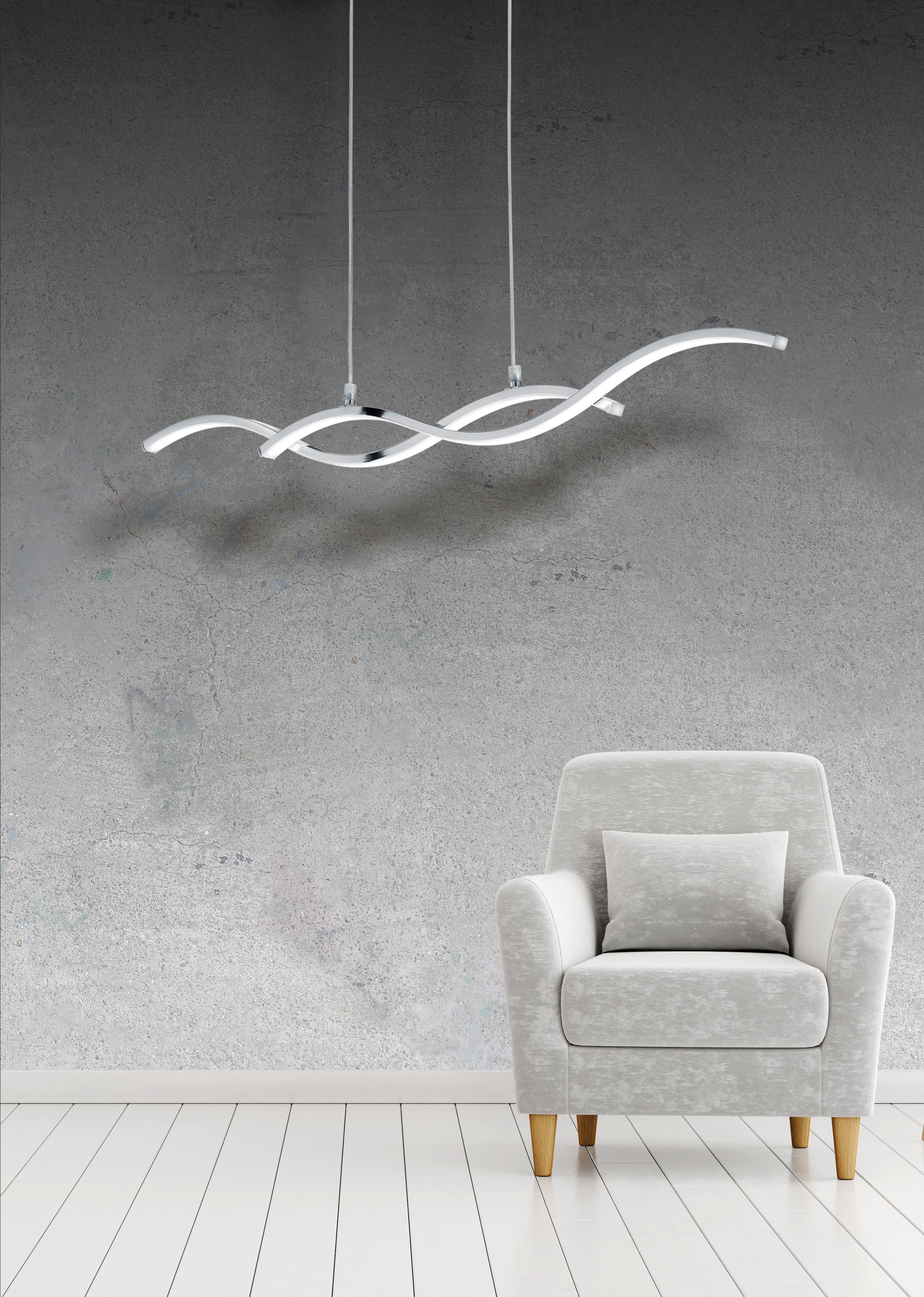 Lampada a Sospensione da Interno a LED in Alluminio Cromo