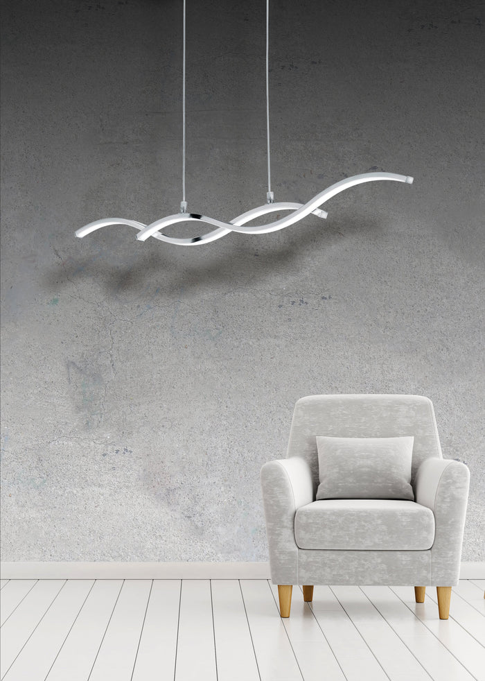 Lampada a Sospensione da Interno a LED in Alluminio Cromo