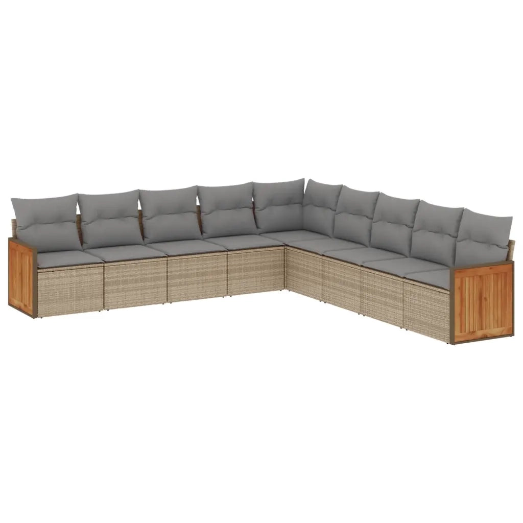 Set Divano da Giardino 9 pz con Cuscini Beige in Polyrattan 3260141