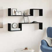 Mensole a Muro 2 pz Nere 100x15x20 cm in Legno Multistrato 807269