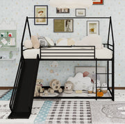 Letto a castello in metallo nero con scivolo