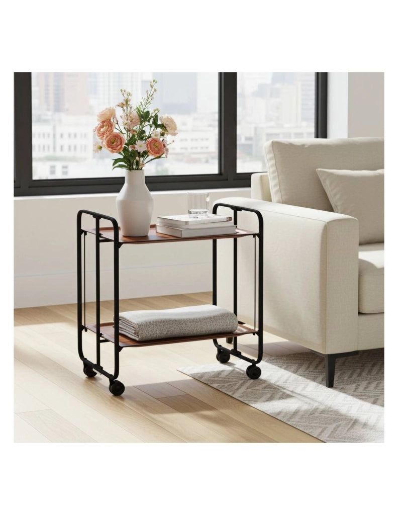 Carrello da cucina pieghevole nero con ruote BAUHAUS 2 ripiani