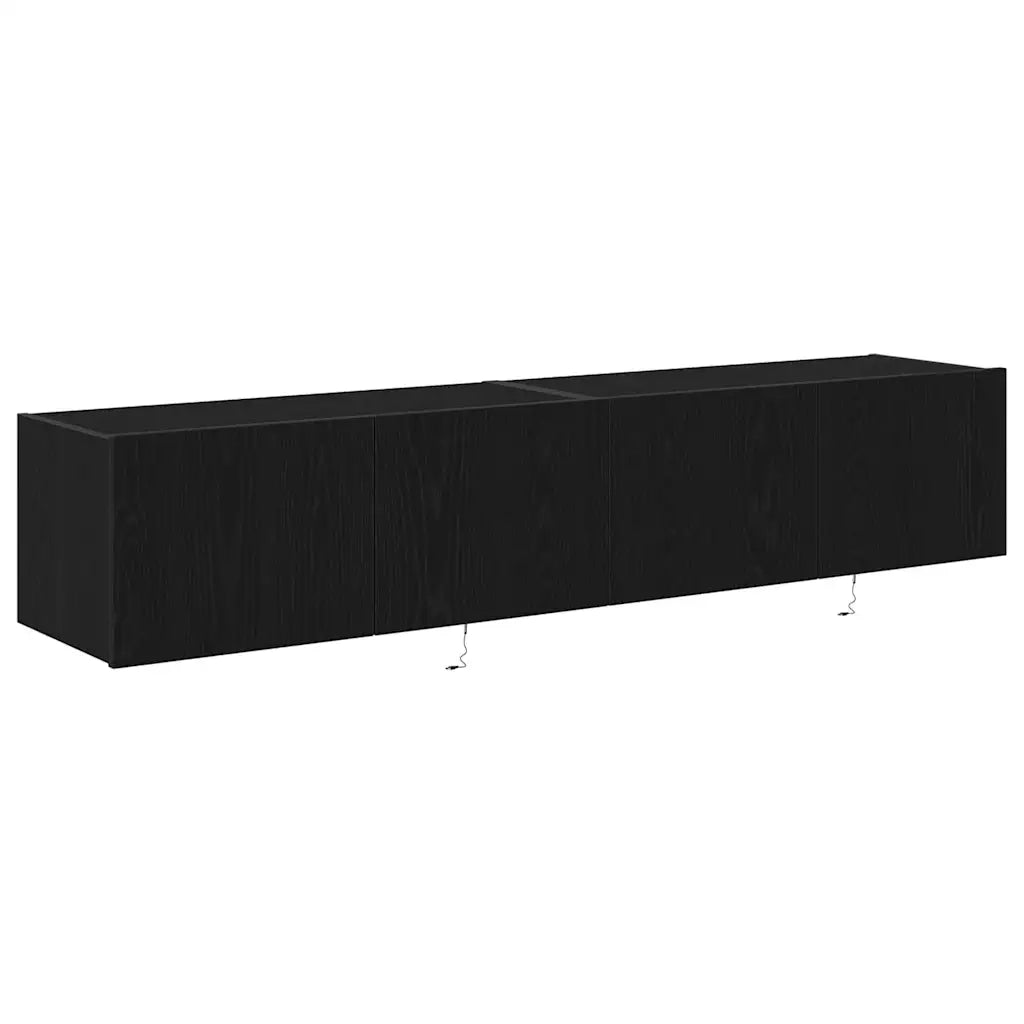 Mobile TV da parete con LED 2 pcs Rovere Nero 80 x 35 x 31 cm 863109