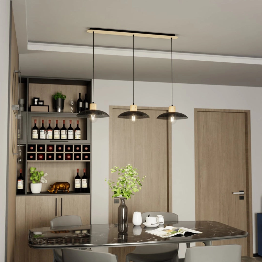 Lampada a sospensione KOBE legno chiaro 3xE27 Emibig