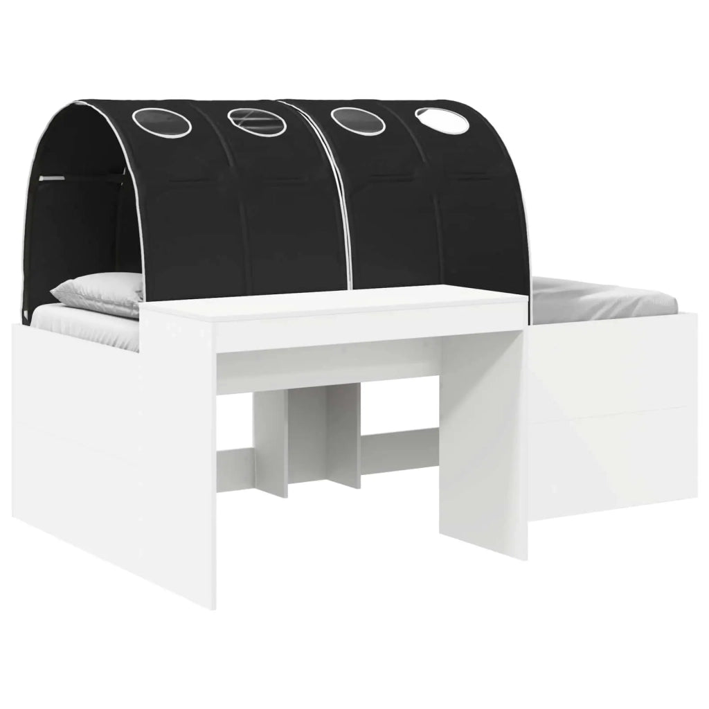 Letto alto per bambini con scrivania 3 pz Bianco e Nero 3423682