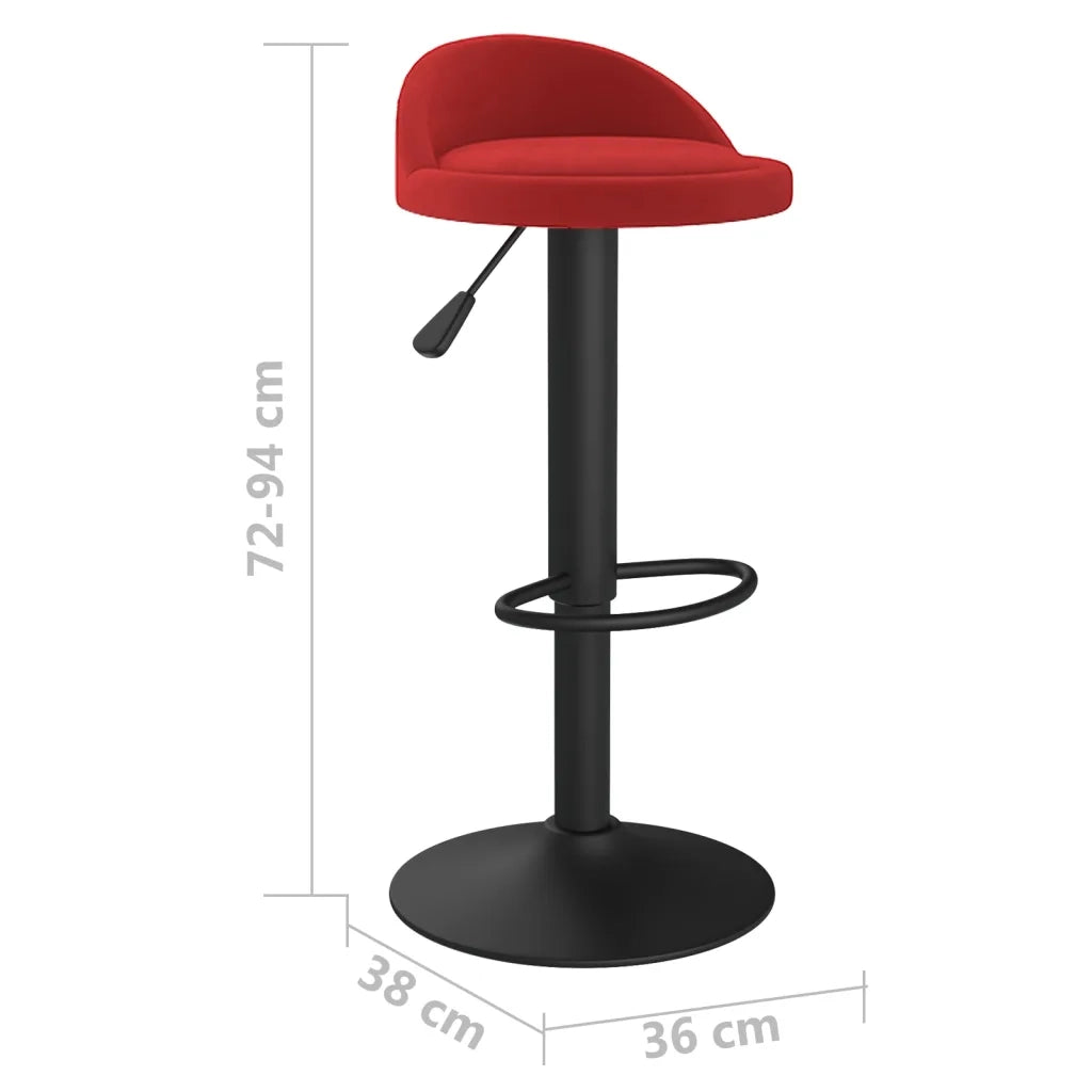 vidaXL Sgabello da Bar Rosso Vino in Velluto