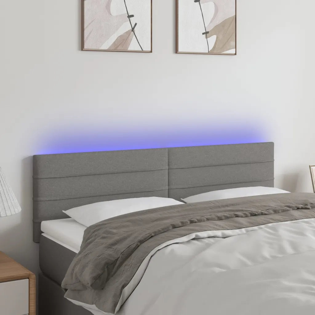 Testiera | Testata a LED Grigio Scuro 144x5x78/88 cm in Tessuto