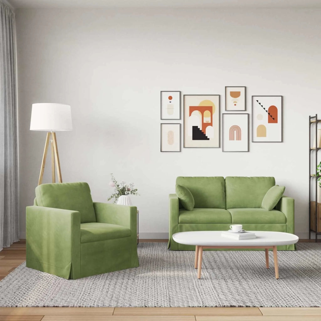 Set di divani 2 pcs Verde chiaro 138 x 78 x 80 cm Velluto
